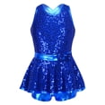 thumbnail image 1 of Hansber Robe de Danse Jazz Latine pour Filles Sequins Dos Ouvert Justaucorps de Ballet Performance de Scène Bleu Royal 8, 1 of 6
