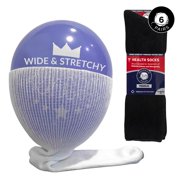 6 Pairs of Extra Wide Diabetic Socks, Mid/Over the Calf Medical Swollen Feet Socks (Black)