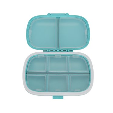 Mini Pill Container, 8 Compartments Pill Organizer Strong  Blue Travel Portable  for Daily Pill Storage Box for Pocket Purse