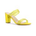 thumbnail image 1 of BLISSFUL STEP Women's Strappy Block Heel Slides Mules Sandals Yellow 8.5, 1 of 7
