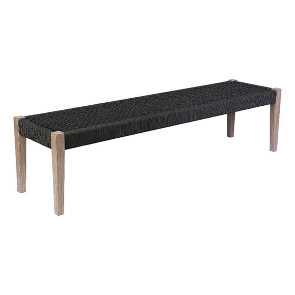 Armen Living Banc de Salle à Manger Intérieur Extérieur en Tissu/bois Couleur Charbon/naturel
