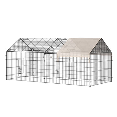 PawHut Enclos de Chenil Extérieur en Métal pour Petits Animaux, Beige