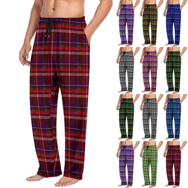Meichang Pantalon de Pyjama pour Homme à Carreaux, Pantalon de Détente pour le Sommeil, Taille Élastique, Pantalon de Nuit Ample, PJ Bottoms avec Poches