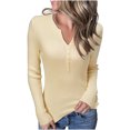 thumbnail image 1 of CEHVOM Woman Long Sleeve T Shirt Autumn Solid Loose Blouse Tops Button Sweatshirt, 1 of 8