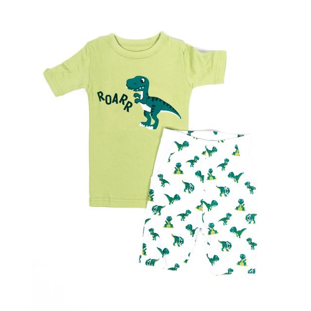 Ensemble de Pyjama Dinosaure à Manches Courtes pour Enfants, Tailles 2T-7Y