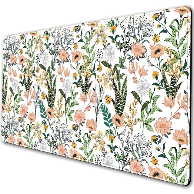 Desk Mat, Extended Large Gaming Mouse Pad, XXL Keyboard Pad Desktop Protector Mat(31.5x15.75 in), Mousepad with Non-Slip Rubber Base and Tightly Stitched Edges, Beautiful Floral