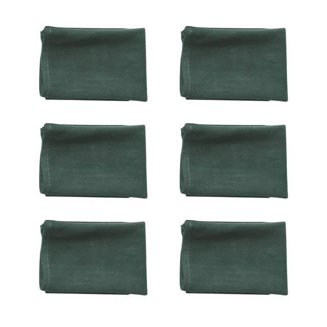 Turkish Cotton Napkins made from 100% cotton, displayed in a set of six folded pieces. These durable and reusable dinner napkins feature a soft texture and a simple design, ideal for table linens in dining and entertaining. Machine washable for easy care.