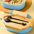 thumbnail image 4 of EGNMCR Kitchen Gadgets, Large Capacity Double Layer Compartment Lunch Box Fashionable Oval Lunch Box Portable Heatable Lunch Box Compartments No Odor Easy To Clean Plastics Bento Boxes, 4 of 6
