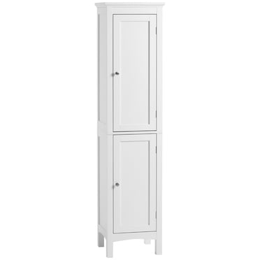 kleankin Armoire de Rangement Haute pour Salle de Bain avec Tablettes Ajustables, Blanc