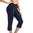 thumbnail image 1 of Womens Knee Length Leggings High Waisted Yoga Workout Exercise Capris For Casual Summer With Pockets, 1 of 6