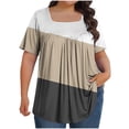 thumbnail image 2 of Admvng Womens Short Sleeve Tops Printed Oversized Neck Pleated Short Sleeved Loose Top L-5XL, 2 of 4