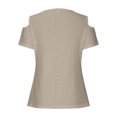 thumbnail image 4 of Timegard Hauts à Oeillets pour Femmes Col en V Manches Courtes Épaules Dénudées Été Chic Décontracté Tunique Hauts Blouse, 4 of 6