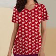 thumbnail image 4 of Birdeem Mode Femme Uni Col en V Manches Courtes T-Shirt Imprimé Blouse Ample Hauts, 4 of 9