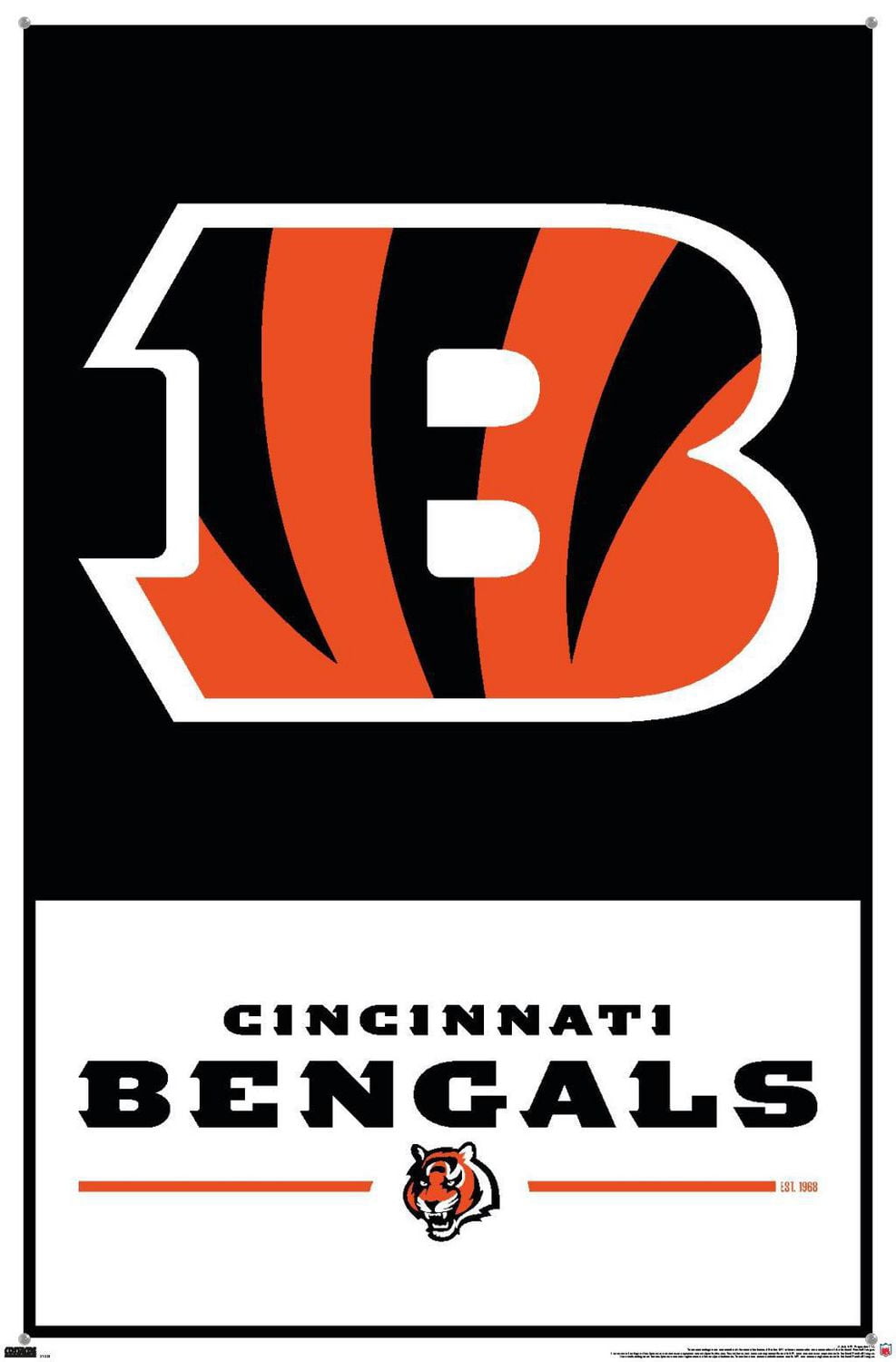 NFL Cincinnati Bengals - Logo 21 Wall Poster with Magnetic Frame, 22.375" x 34"