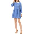 thumbnail image 1 of INSPIRE CHIC Robe-Chemise à Carreaux pour Femme à Manches Longues Boutonnée à Col Pointu m Bleu, 1 of 5