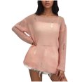 thumbnail image 1 of Chandails Décontractés pour Femmes Mode Chandail Décontracté pour Femmes à Manches Longues Col Rond Uni Chandail pour Dames Hauts Blouse Chandail Ample Hauts pour Femmes P-28 Rose-A S, 1 of 5