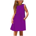 thumbnail image 1 of Robe Sans Manches en Liquidation Enfants Petites Filles Robe Quotidien Vacances Imprimé Sans Manches Décontractée Mignonne Douce Robes Fille Robe en Tulle Robe de Noël pour Enfants Fille Violet Nouveau, 1 of 5