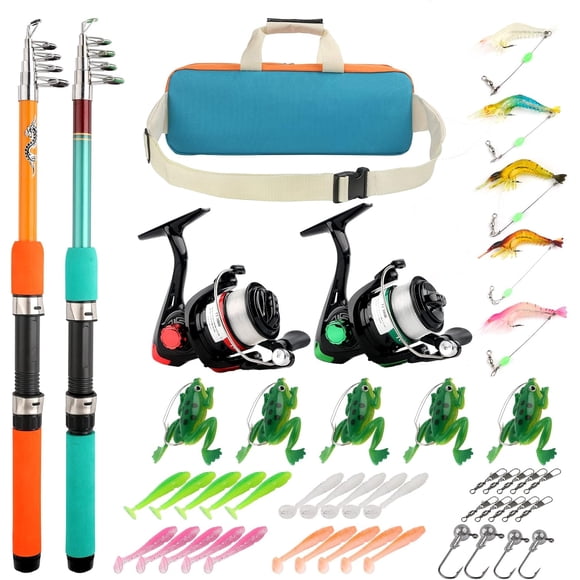 Ensemble Canne à Pêche et Moulinet pour Enfants, Canne Télescopique 4,92 Pi 2 Pcs Moulinet Spincast avec Accessoires de Pêche Ensemble de Départ d'Équipement de Pêche Ultraléger Canne à Pêche pour Garçons Filles Tout-Petits