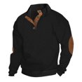 thumbnail image 1 of FAIWAD Mens Long Sleeve Pullover Tops Stand Collar Button Down Classic Color Block Plus Size Tops, 1 of 4