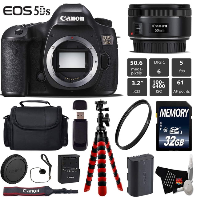 Canon EOS 5DS Appareil Photo Reflex Numérique avec Objectif 50 mm, Ensemble Appareil Photo Numérique Plein Cadre 50,6 Mpx avec Accessoires (Modèle International)