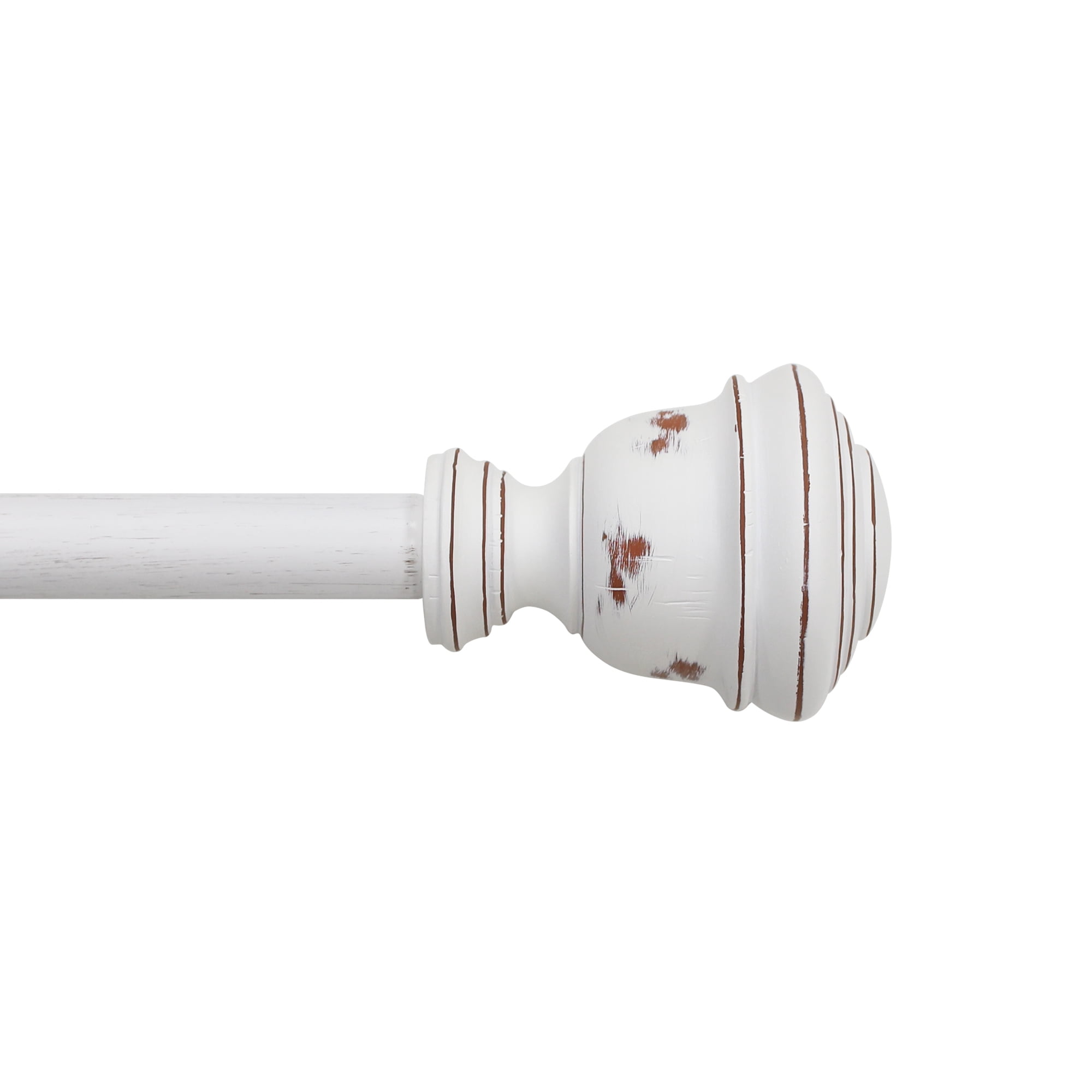Mainstays 3/4” White Faux Wood Urn Adjustable Window Curtain Rod, 30”-84”