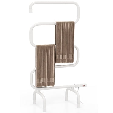 Costway Séchoir Électrique pour Serviettes 100 W Autoportant et Mural Blanc