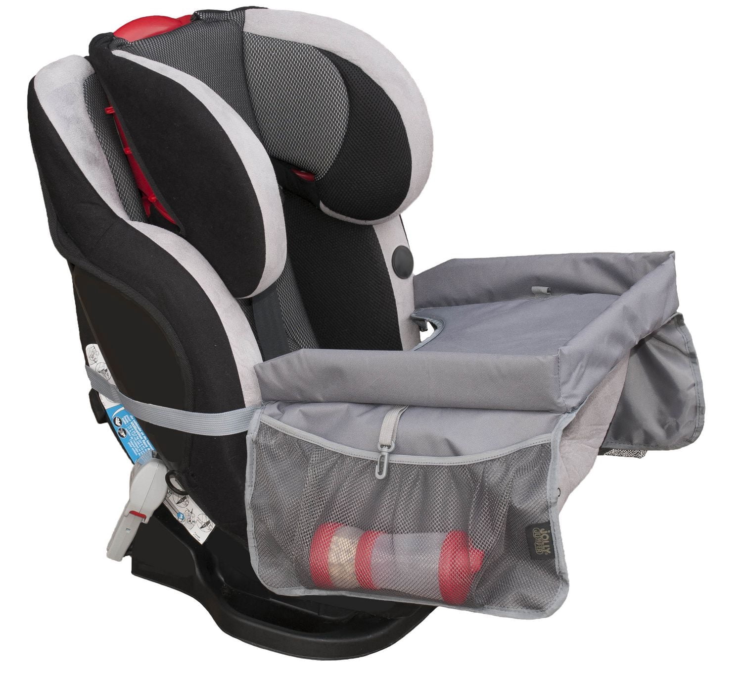 Plateau de voyage Jolly Jumper | Plateau d’activités portable pour siège d’auto avec rebord relevé et poches en maille | Se fixe solidement pour les collations, le dessin et les voyages | Design pliab