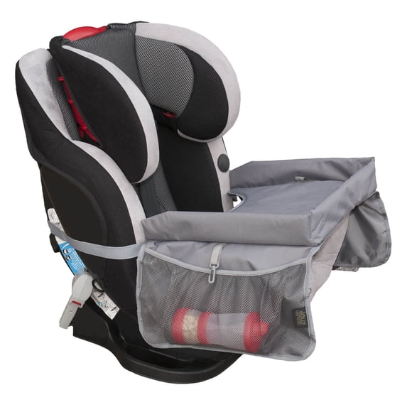 Jolly Jumper Travel Tray | Portable Car Seat Activity Tray with Rolled Rim & Mesh Pockets | Buckles Securely for Snacks, Drawing & Travel | Foldable Design