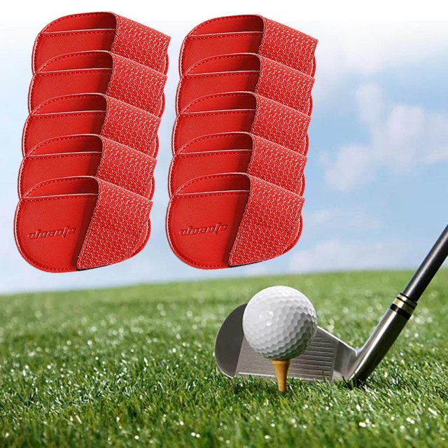 Dalazy Golf Head Covers PU Portable Protector for Athlete Travel Golf Training Red Small