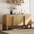 thumbnail image 2 of WAMPAT 63" Wide Large Buffet Cabinet with Storage, Modern Buffet Table, Coffee Bar, Wine Bar, Curved Cabinet with 4 Doors for Dining Room, Living Room, Kitchen, Light Walnut, 2 of 9