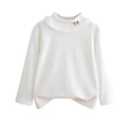 thumbnail image 1 of MeetoTime Children's Base Shirt Half High Neck White Floral Long Sleeved Round Neck Top Kids Spring Fall Clothes, 1 of 3