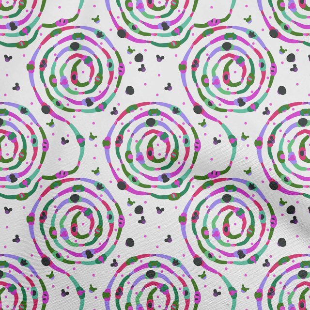 oneOone Georgette Viscose Green Fabric Abstract Circle Fabric For Sewing Printed Craft Fabric By The Yard 42 Inch Wide