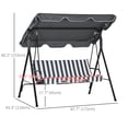 thumbnail image 3 of Outsunny 3-Seat Patio Swing Chair with Adjustable Canopy Grey and White, 3 of 10