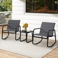 thumbnail image 1 of Gymax 3PCS Outdoor Rocking Bistro Set w/Tempered Glass Table Soft Cushions for Garden, 1 of 10