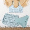 thumbnail image 2 of MIASHUI 3 Piece Girls Bathing Suits Leaf Flower Printed Bikini Set with Skirt Cover Up,Light Green,8-9 Years, 2 of 6