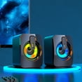 thumbnail image 2 of USB Powered Computer Speakers, 2.0 Stereo RGB Desktop Speakers with 3.5mm Audio, Wired Mini PC Speakers with Volume Control for Laptop, Desktop, Phone and Tablet, 2 of 9