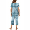 thumbnail image 4 of Rbaofujie Chemises de Nuit et T-Shirts de Nuit pour Femmes, Col Rond Imprimé, Manches Courtes, Ensemble Chemise de Nuit et Pantalon, Tenue d'Intérieur, Pyjamas avec Poches, Peignoir, 4 of 6
