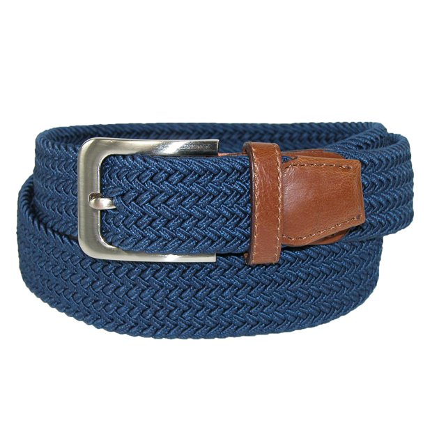 CTM® Elastic Braided Stretch Belt with Silver Buckle and Tan Tabs (Men's)
