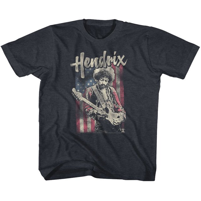 Jimi Hendrix Drapeau Bleu Marine Chiné T-Shirt Jeunesse