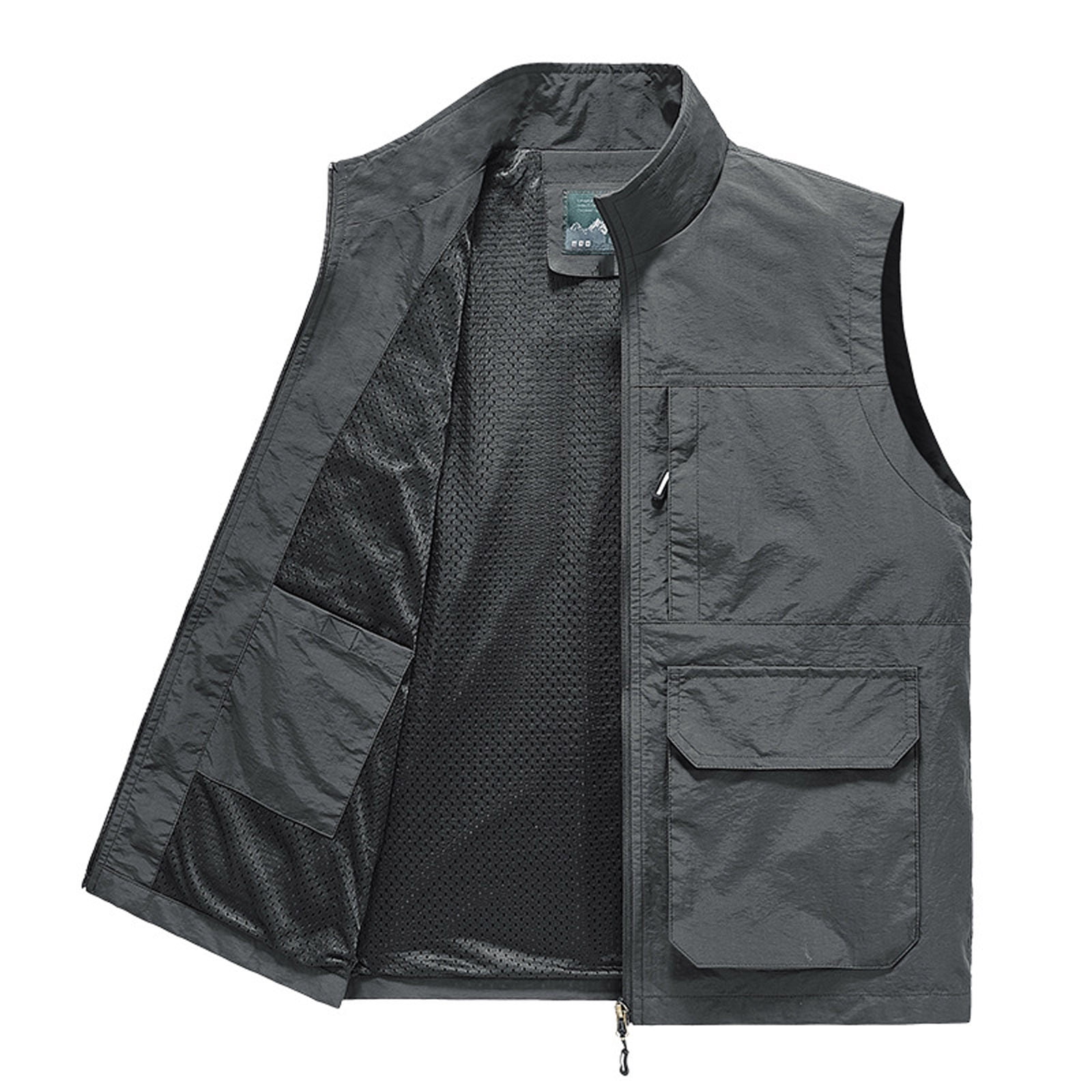 Grrvtrz Mens Outdoor Work Photo Cargo Safari Fishing Travel Vest Jacket Multi Pockets