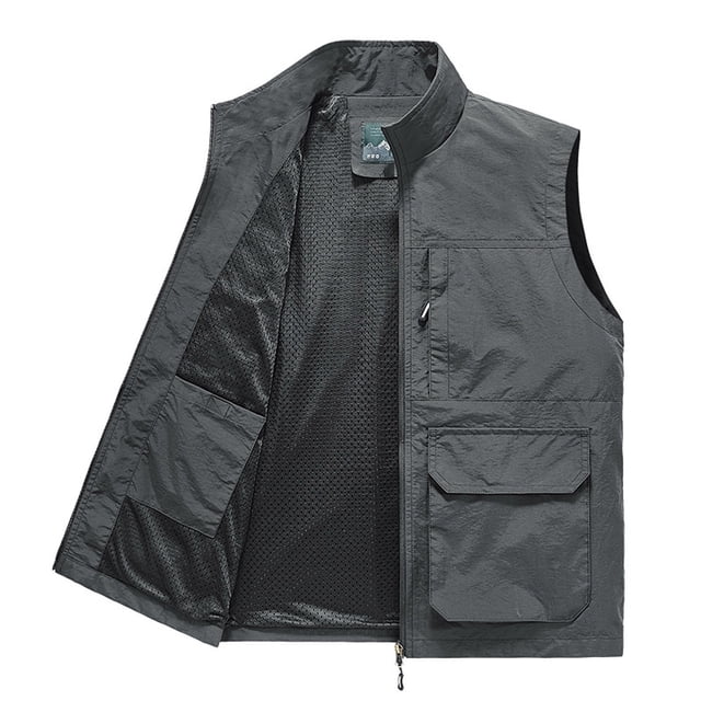 Grrvtrz Mens Outdoor Work Photo Cargo Safari Fishing Travel Vest Jacket Multi Pockets