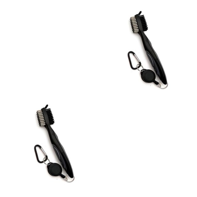 Redempat Stainless Steel Golf Club Brush Portable Solid Color Shoe Brushes Grey Lidless 2Set