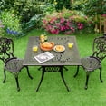 thumbnail image 3 of Patiojoy 35.4 Inches Outdoor Dining Table All-Weather Cast Aluminum Table with 2.2" Umbrella Hole 4 Person Square Dining Table, 3 of 10