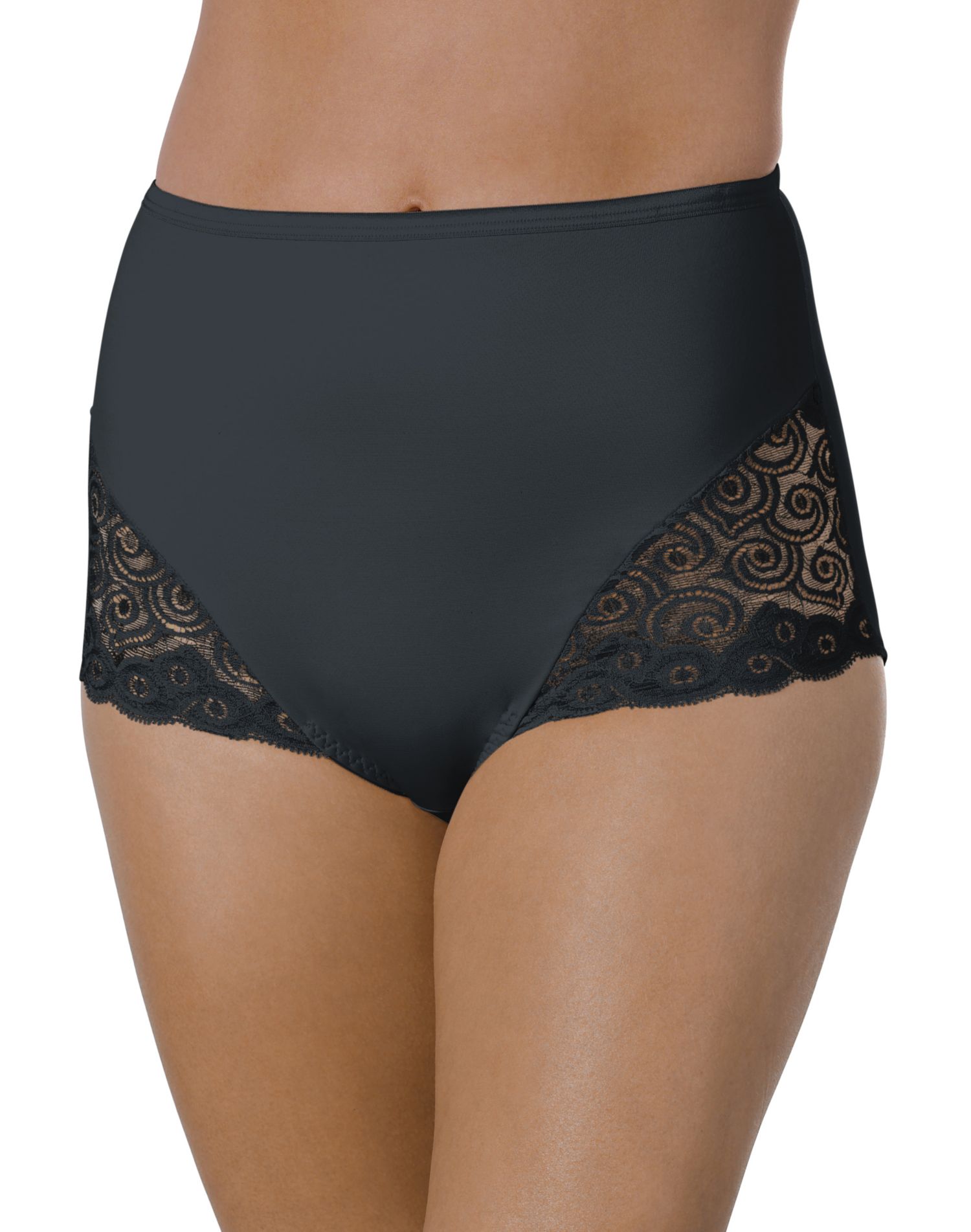 Bali Womens Firm Control Lace Inset Brief - Best-Seller, M, 2 Black