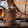 thumbnail image 2 of Tasse en Bois Brut Simulation 500ml Double Paroi Isolée Tasse à Bière Gobelet à Vin, 2 of 9