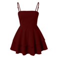 thumbnail image 4 of Women's Summer Blue Sling Dress - Square Neckline Backless Bow, Mesh Fabric, Double Ruffle Hem, Casual/Party, 4 of 5