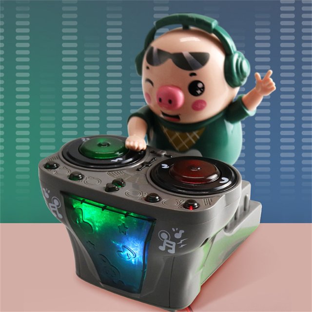 Jouet Cochon Dansant Musical Électrique DJ avec Lumière Colorée, Oscillation d'Avant et d'Arrière