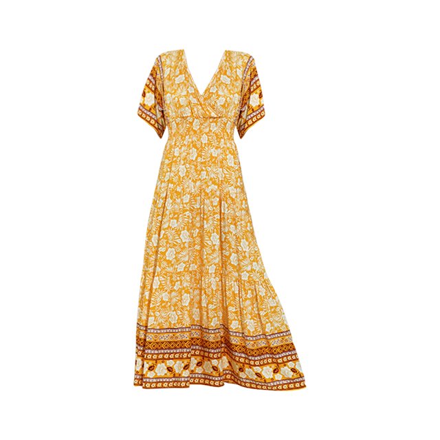 2025 Robes à Bretelles à Col en V pour Femmes Décontractées d'Été à Fleurs Longue Robe Sans Manches Robe Midi pour Femmes Bohème Plage Longue