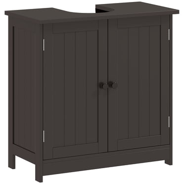 HOMCOM Under Sink Bathroom Cabinet, Pedestal Sink Vanity w/ 2 Doors, Shelf