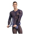 thumbnail image 1 of Mesh Transparent High Elastic Mens Fitness Running Cycling Sports Training Tights Long Sleeves for Performance Training, 1 of 2